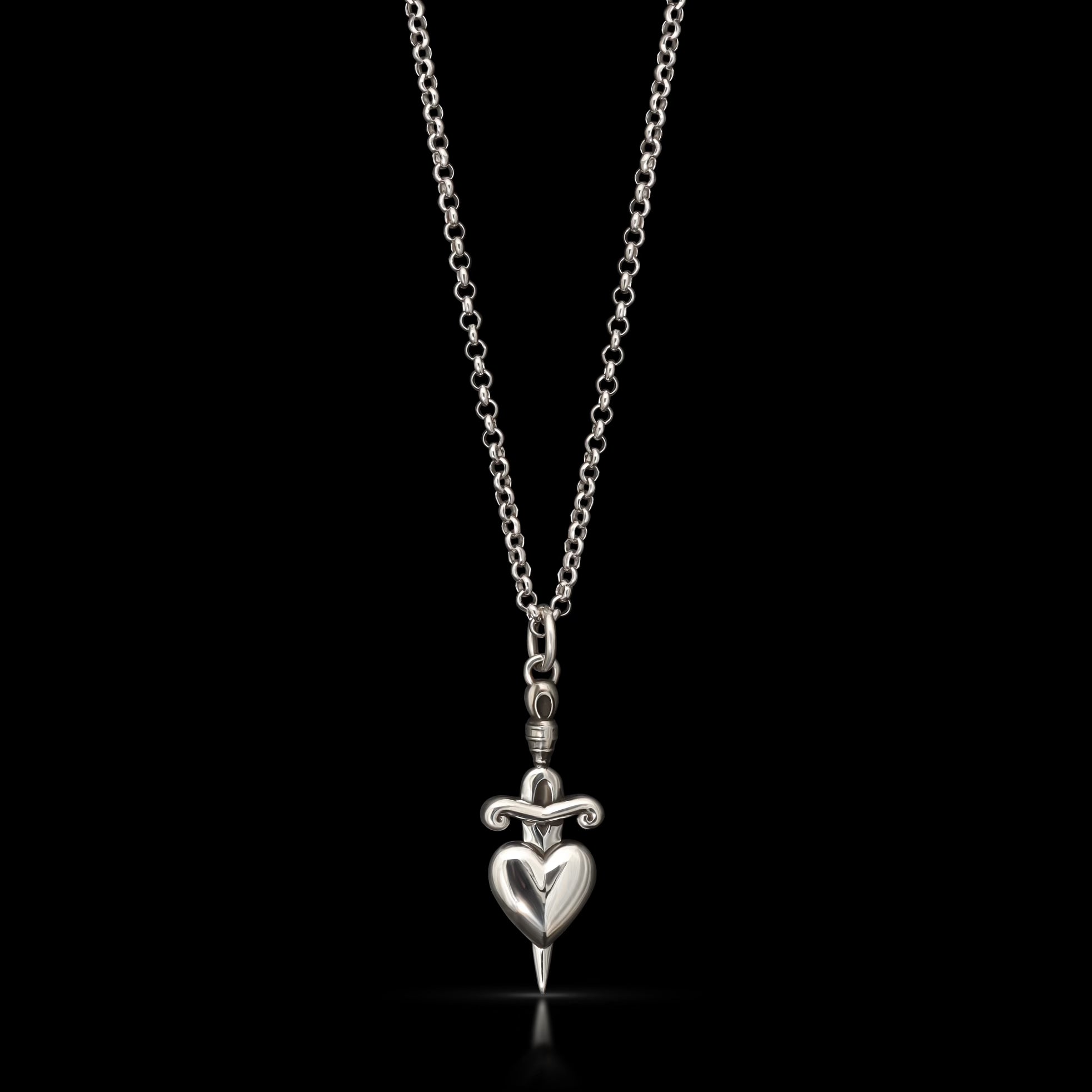 Heart Dagger Necklace - Sterling Silver