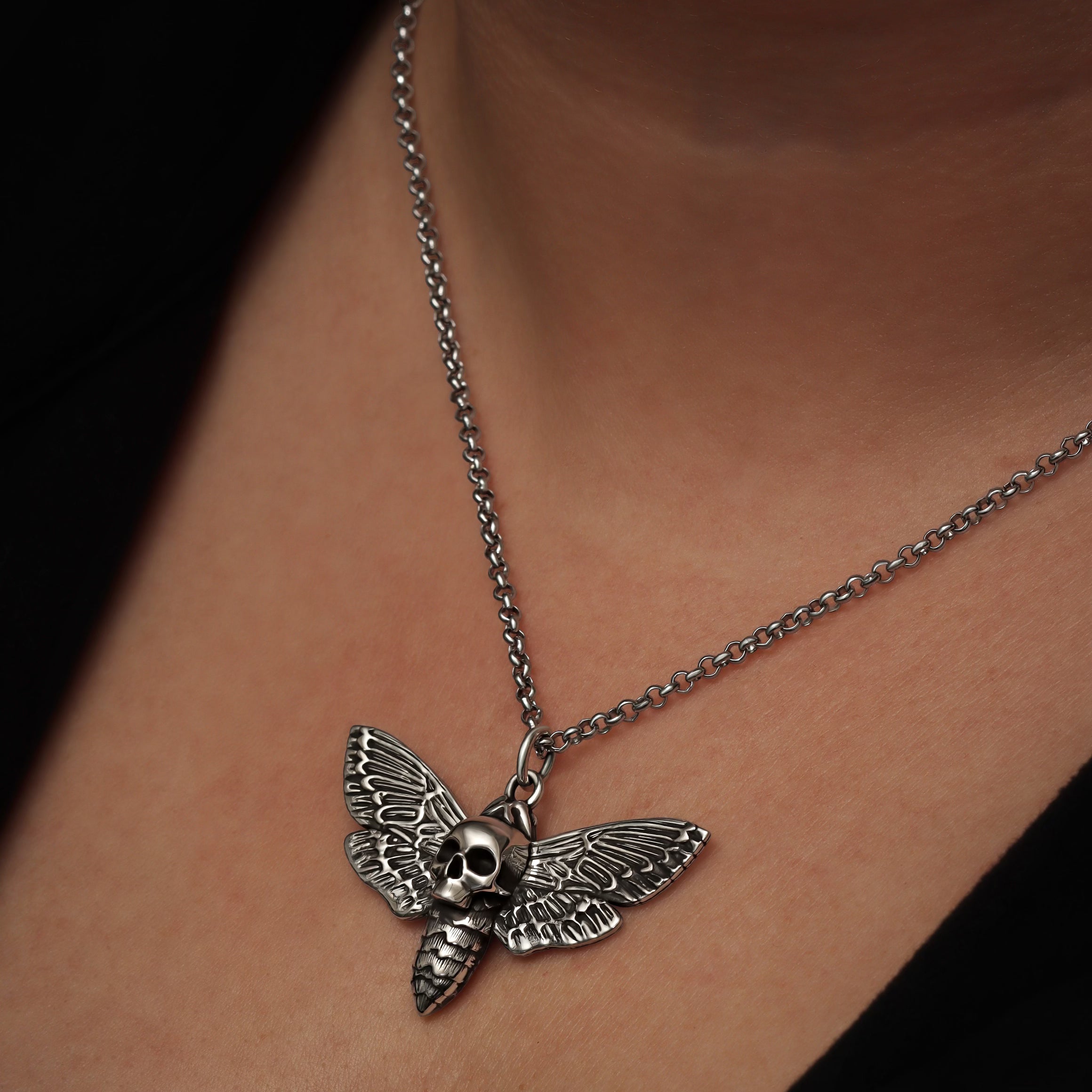 Death Moth Necklace - Sterling Silver