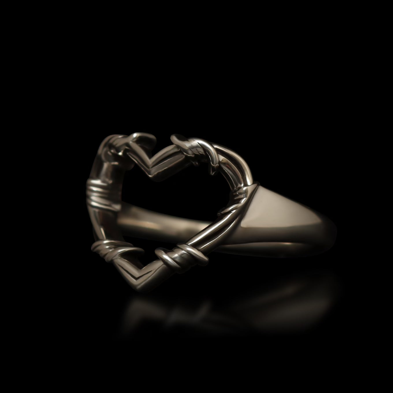 Barbed Wire Heart Ring - Sterling Silver