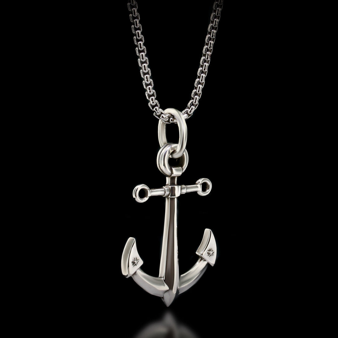 Anish Silver Metal Biker Ship Captain Wheel Rudder With Pirate Anchor  Nautical Charm With Box Chain